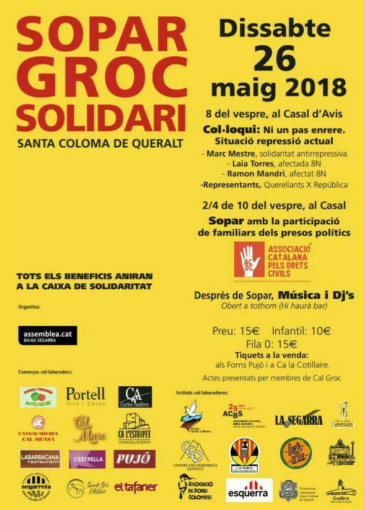 Santa Coloma de Queralt - Sopar groc solidari