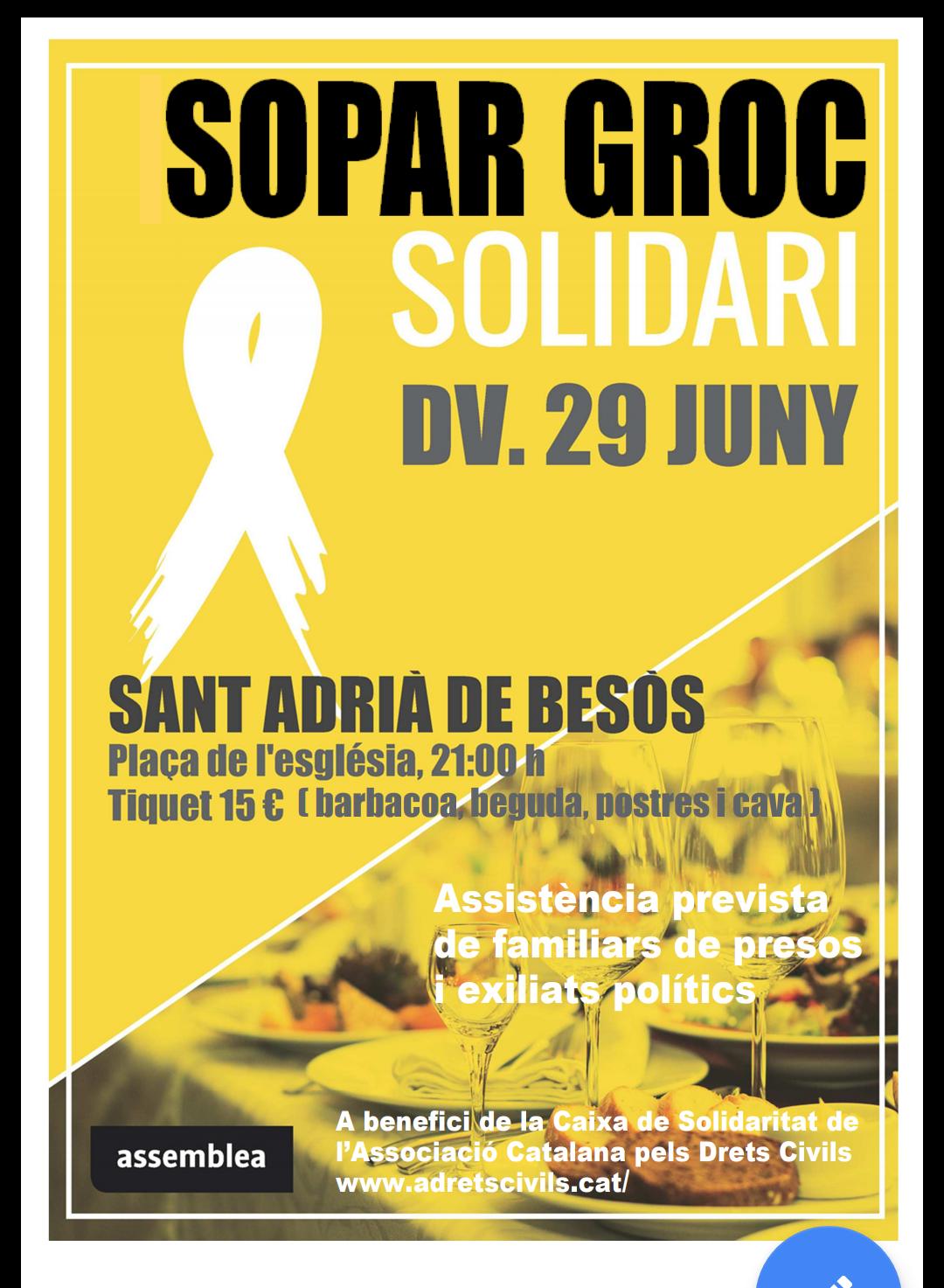 Sant Adrià de Besos - Sopar groc solidari