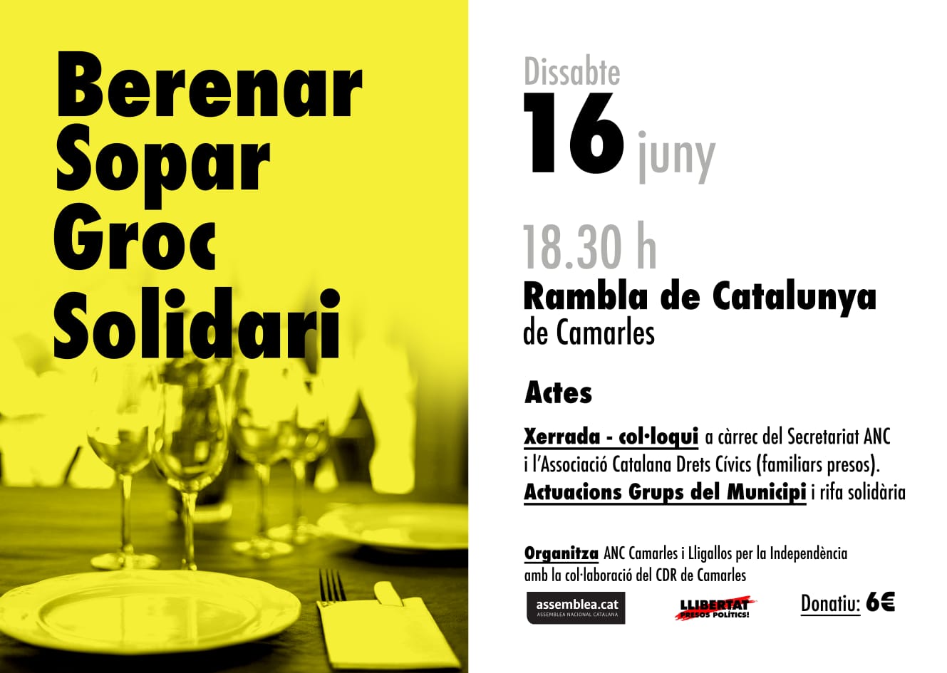 Camarles - Berenar i sopar groc solidari