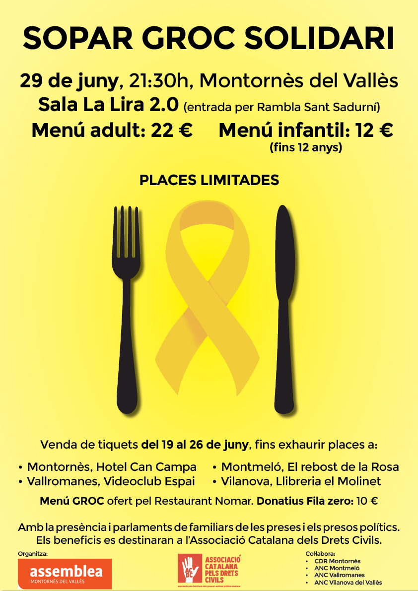 Montornès del Vallès - Sopar groc solidari