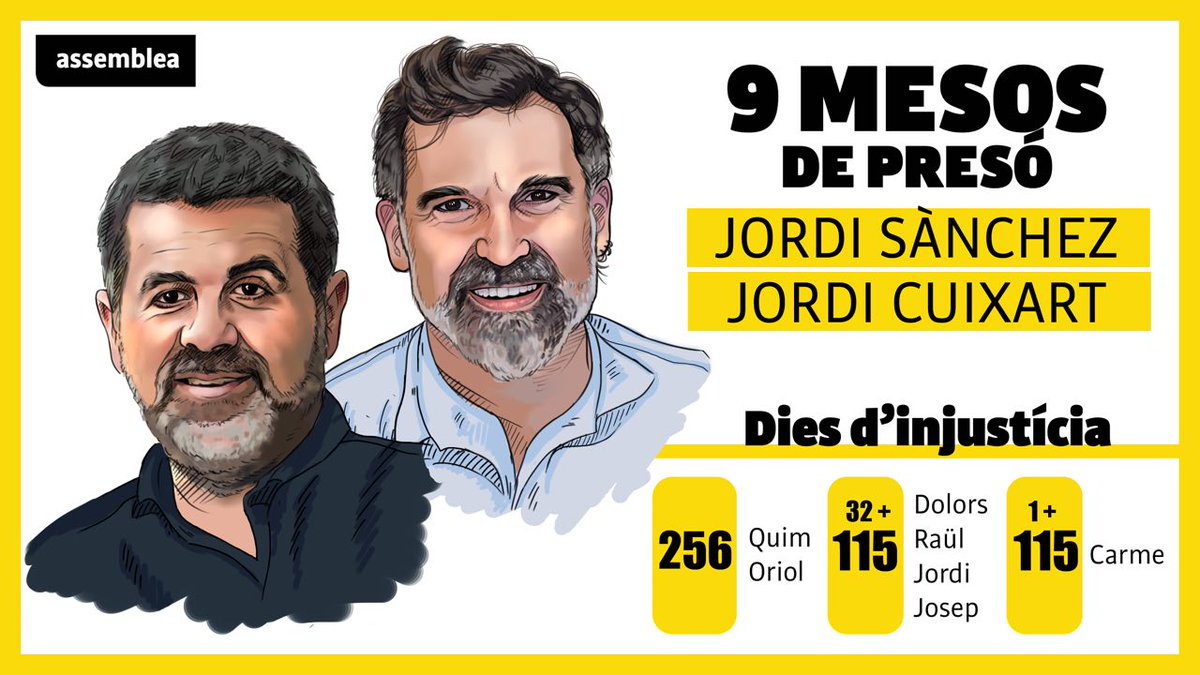 Concentració pels 9 mesos de presó de Jordi Sànchez i Jordi Cuixart