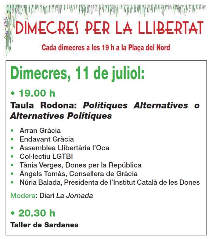 Dimecres per la llibertat: Polítiques Alternatives o Alternatives Polítiques