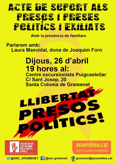 Acte en suport dels presos/es polítics i exiliats