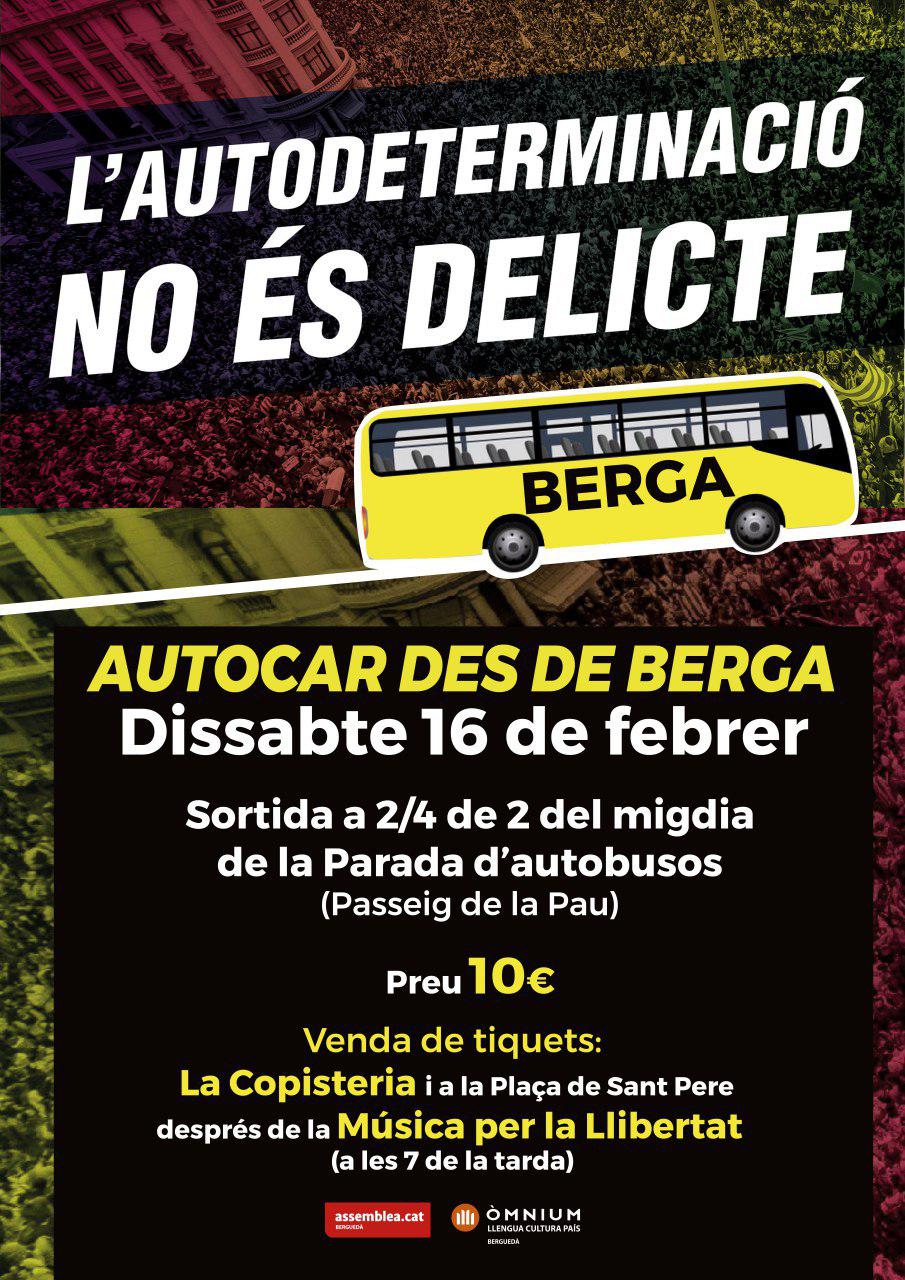 16 de febrer: autocars des de Berga per la manifestació a Barcelona