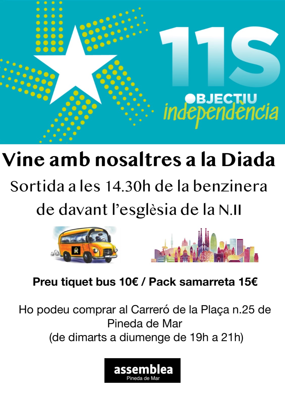 Autobusos Diada Nacional de Catalunya des de Pineda de Mar