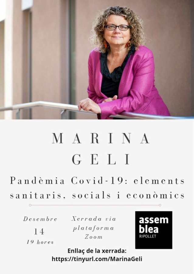 Xerrada de Marina Geli sobre "Pandèmia Covid-19: elements sanitaris, socials i econòmics"
