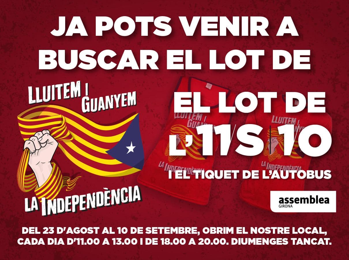 Paradeta informativa, venda de samarretes i tiquets d'autocar a Girona
