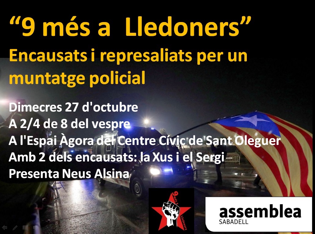 "9 més a Lledoners". Encausats i represaliats per un muntatge policial