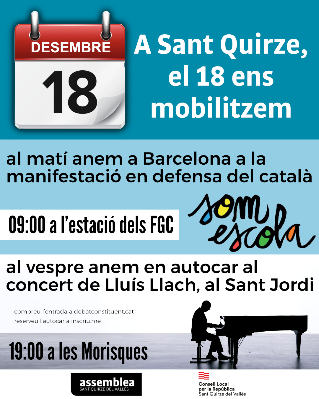 El 18 de desembre, Sant Quirze es mobilitza pel català i pel Debat Constituent