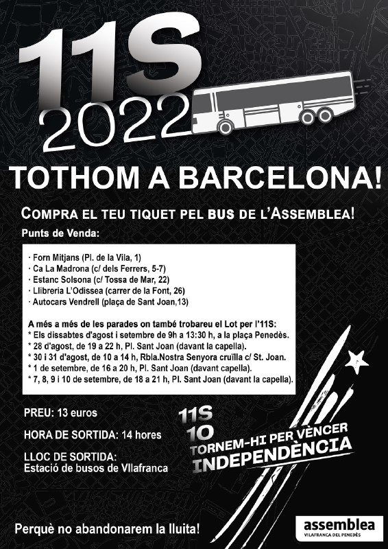 Venda de tiquets de bus i samarretes a Vilafranca