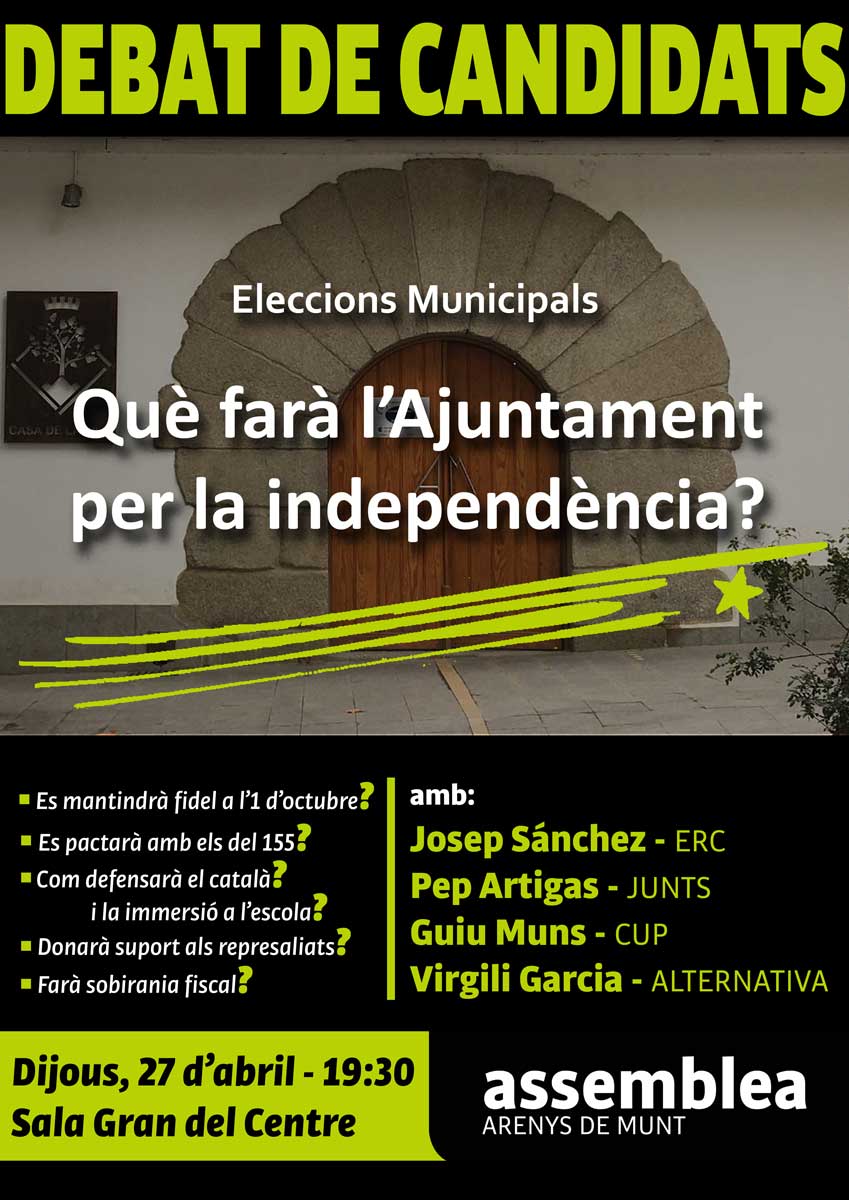Debat de candidats. Què farà l’Ajuntament per la independència?