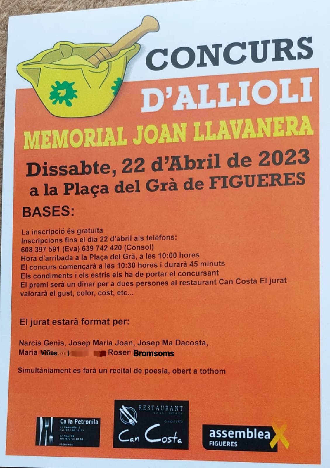 Concurs d'allioli. 3r Memorial Joan Llavanera