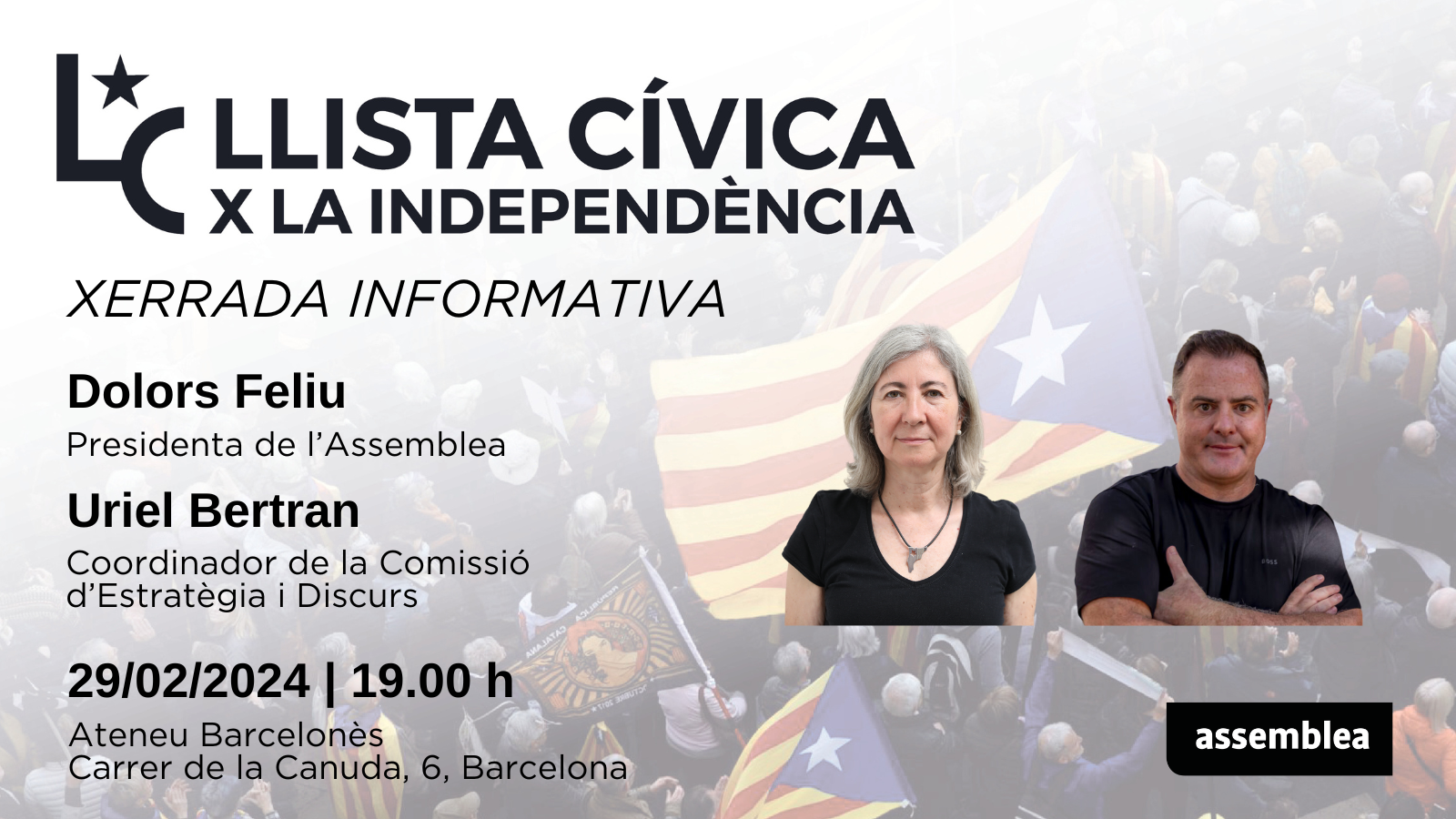 Barcelona | Xerrada central informativa sobre la Llista Cívica per la Independència