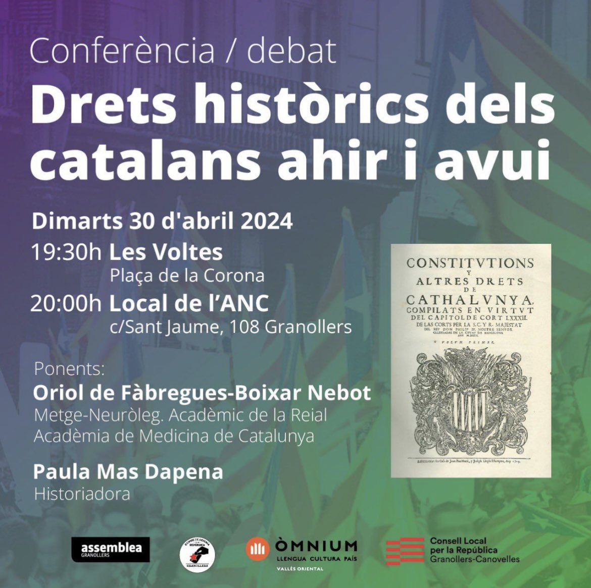 Conferència/debat | Drets històrics dels catalans ahir i avui